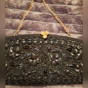 Vintage Caron Of Houston Black Beaded Clutch